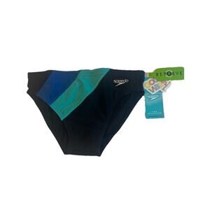 Speedo Eco Endurance Vibe Swim Briefs Men’s 28 Ceramic Blue Black NWT